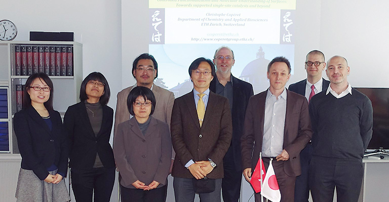 From the right: Prof. Passioura, Prof. Copéret, Head of Laboratory, Prof. Bode, Head of Laboratory, and Prof. Hilvert, Department Chairperson.